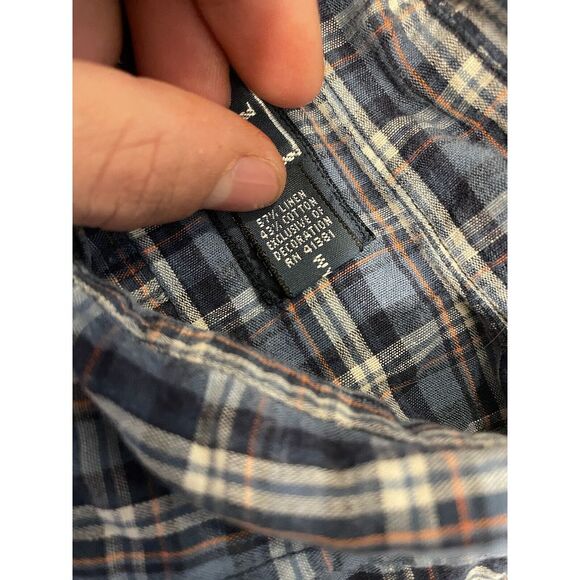 Polo Ralph Lauren Linen Button Up Shirt Men's XL Blue Plaid Breathable‎ Preppy - Picture 3 of 10